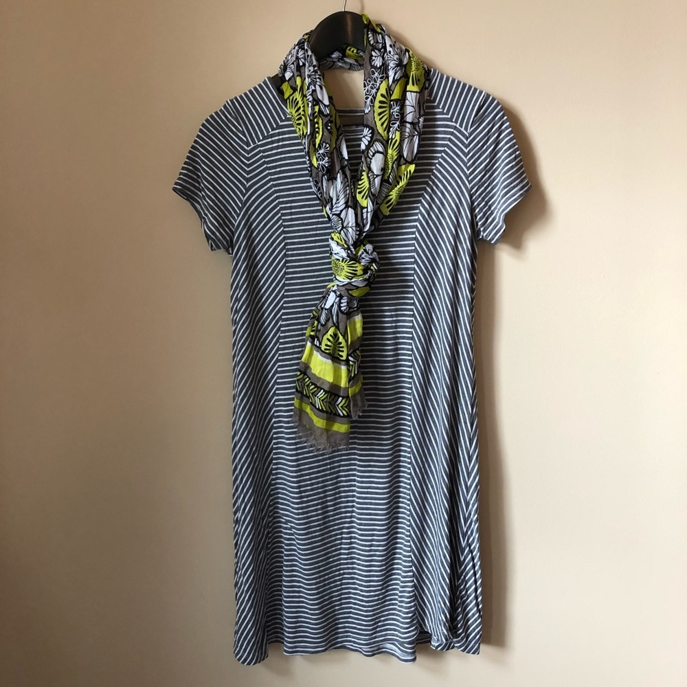 Grey Striped T-shirt Dress